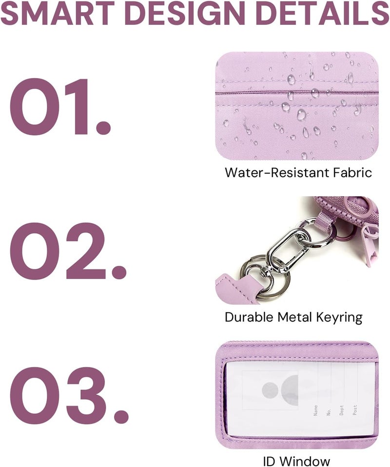 YDF Keychain Wallet for Women Mini Zip Card Holder with ID Window Coin Purse Detachable Wristlet Small Wallets Light Purple - Image 5
